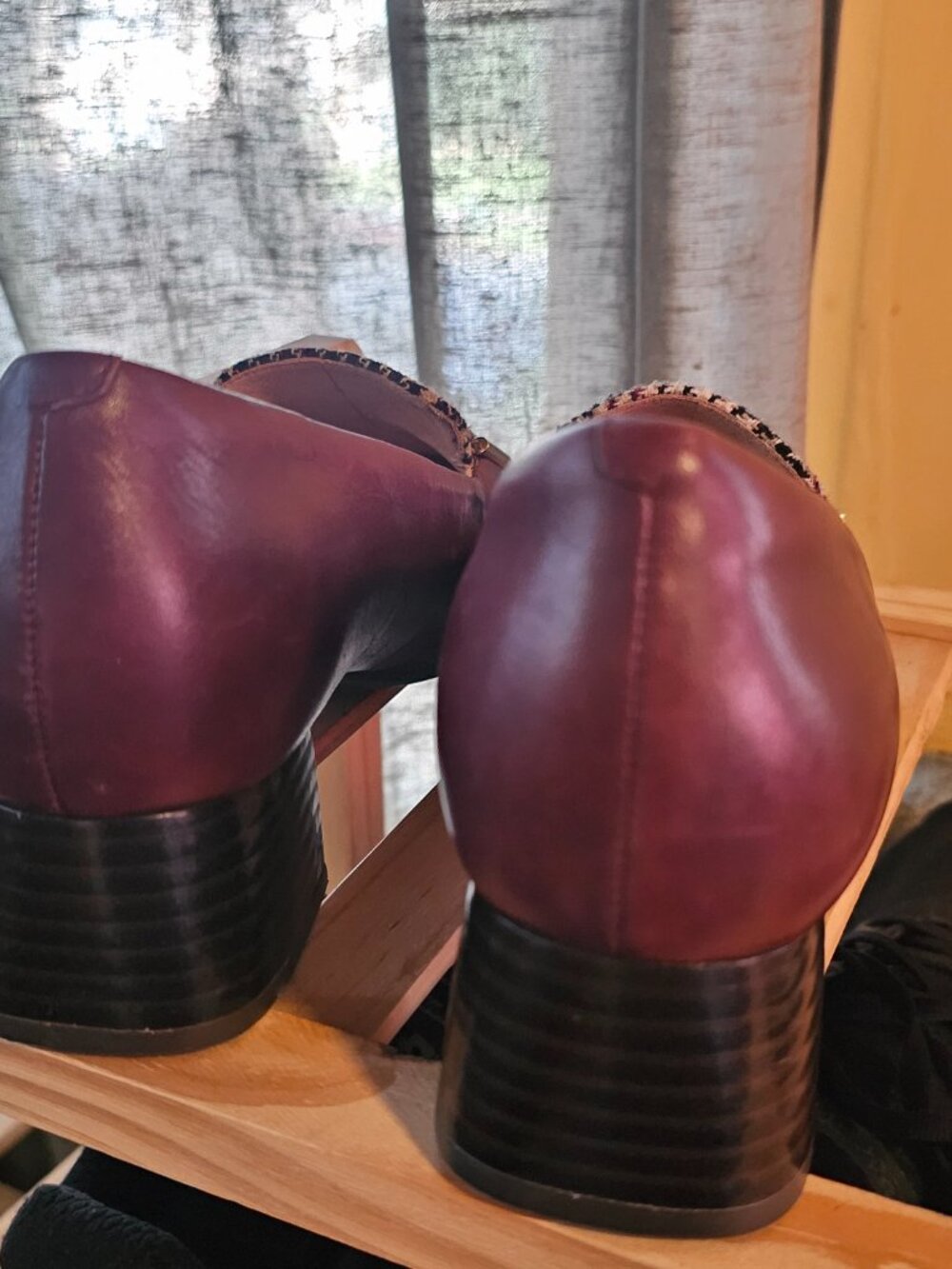Rockport Women's Burgundy and Houndstooth Slip-On Loafers - Picture 5 of 6